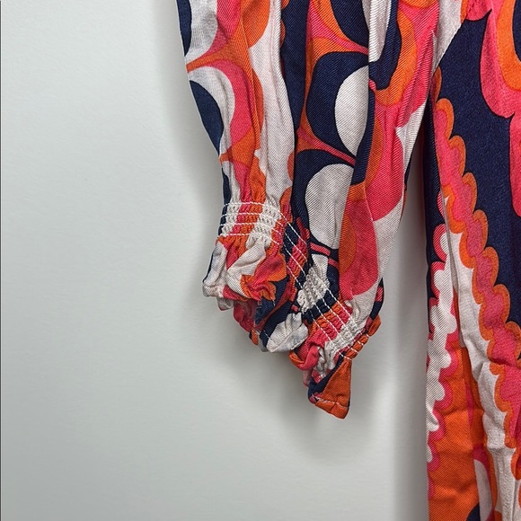 Vilagallo Orange and Blue Long Sleeve Dress - Picture 4 of 7